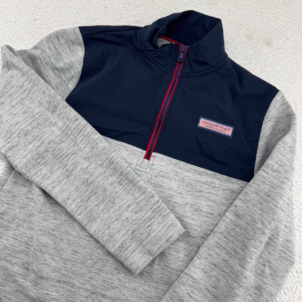 Vineyard Vines The Shep Shirt Youth XL (18) Gray Blue 1/4 Zip Stretch Pullover